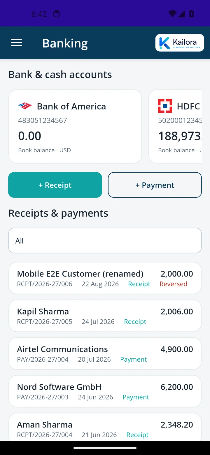 Kailora Android app — banking