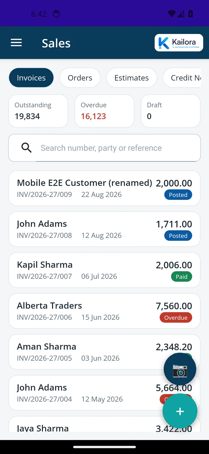 Kailora Android app — sales