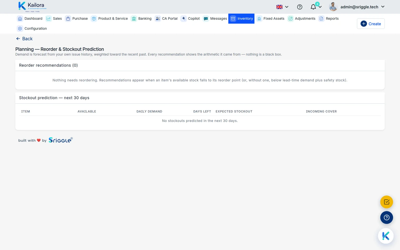 Reorder planning